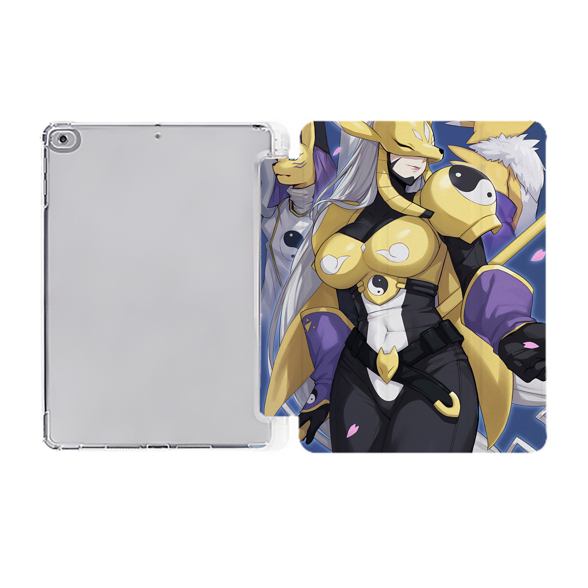（画像用） Digimon デジタルモンスター/デジモン IPad ケース ペン収納付き 三つ折りスタンド PUレザー×シリコン 対応機種9.5/10.5/10.9インチ